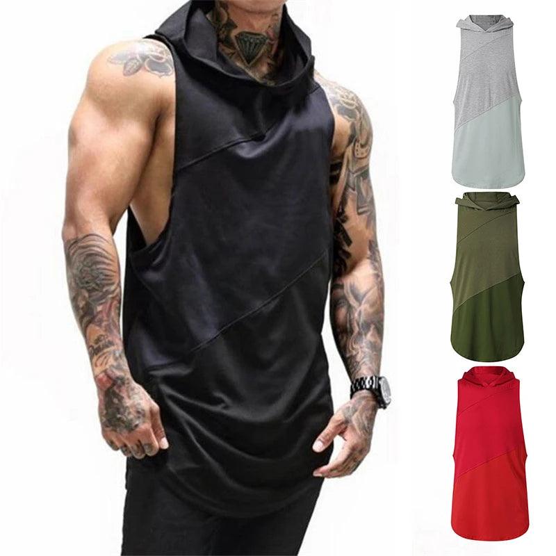 Men Fitness Bodybuilding Vest Quick Dry Sleeveless Running Shirt Man Cotton Gym Tank Top Singlets Basketball Top Gym Clothing